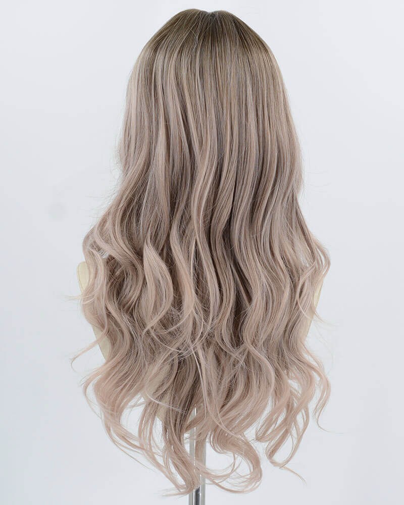 Ombre Brown Grey Pink Synthetic Wig HW770 — view 3
