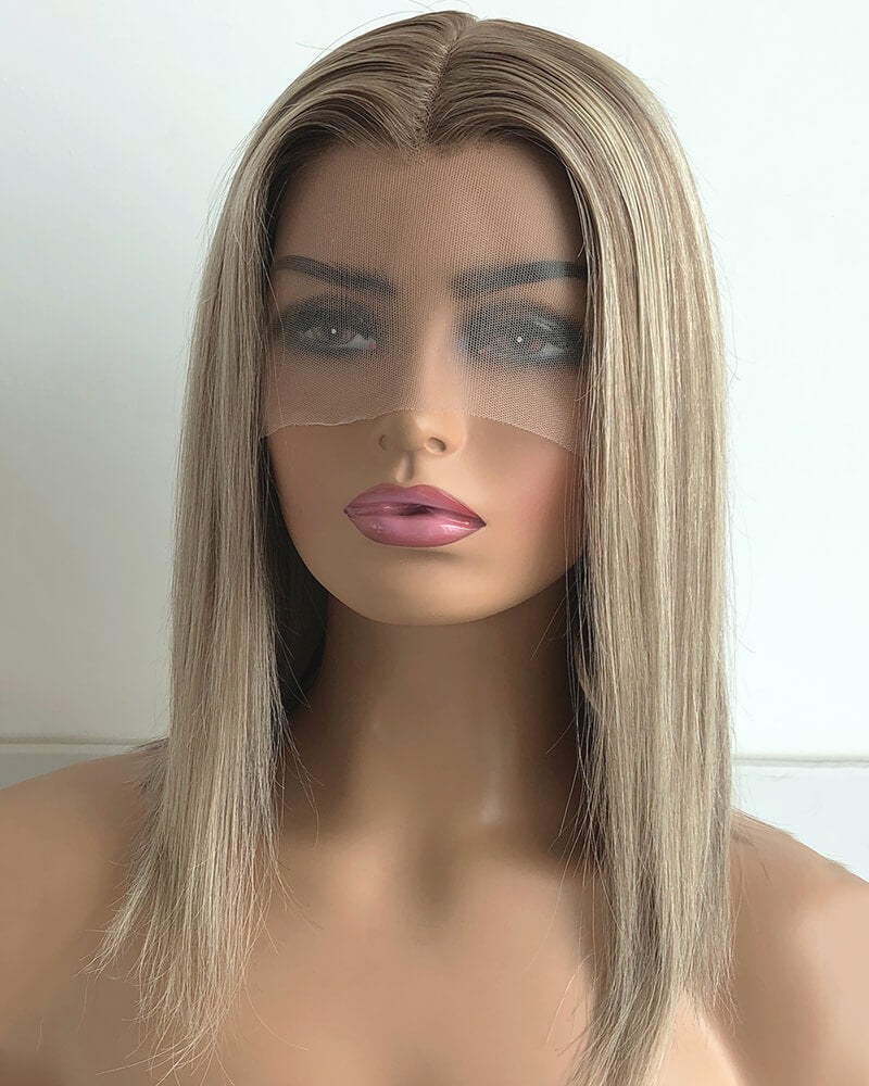 Short Blonde Brown Human Hair Wig HT042 — view 1