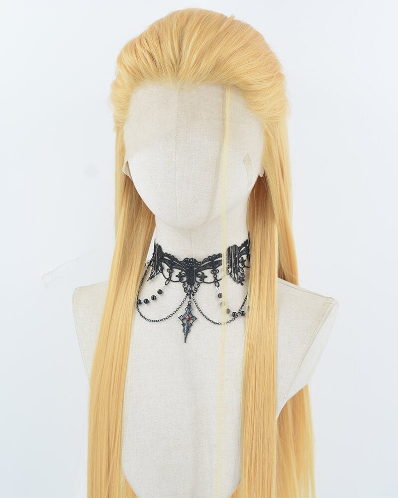 Yellow Blonde Straight Synthetic Lace Front Men's Wig MW060 — view 1