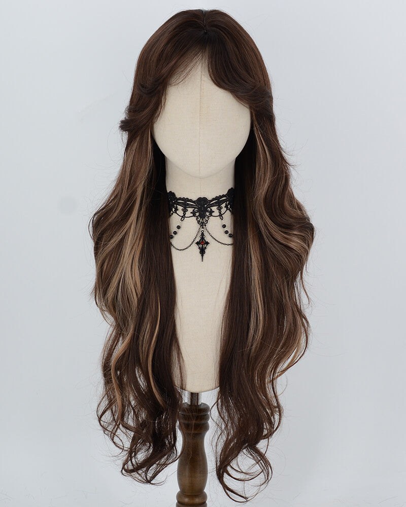 Long Brown Highlights Blonde Synthetic Wig HW837 — view 1