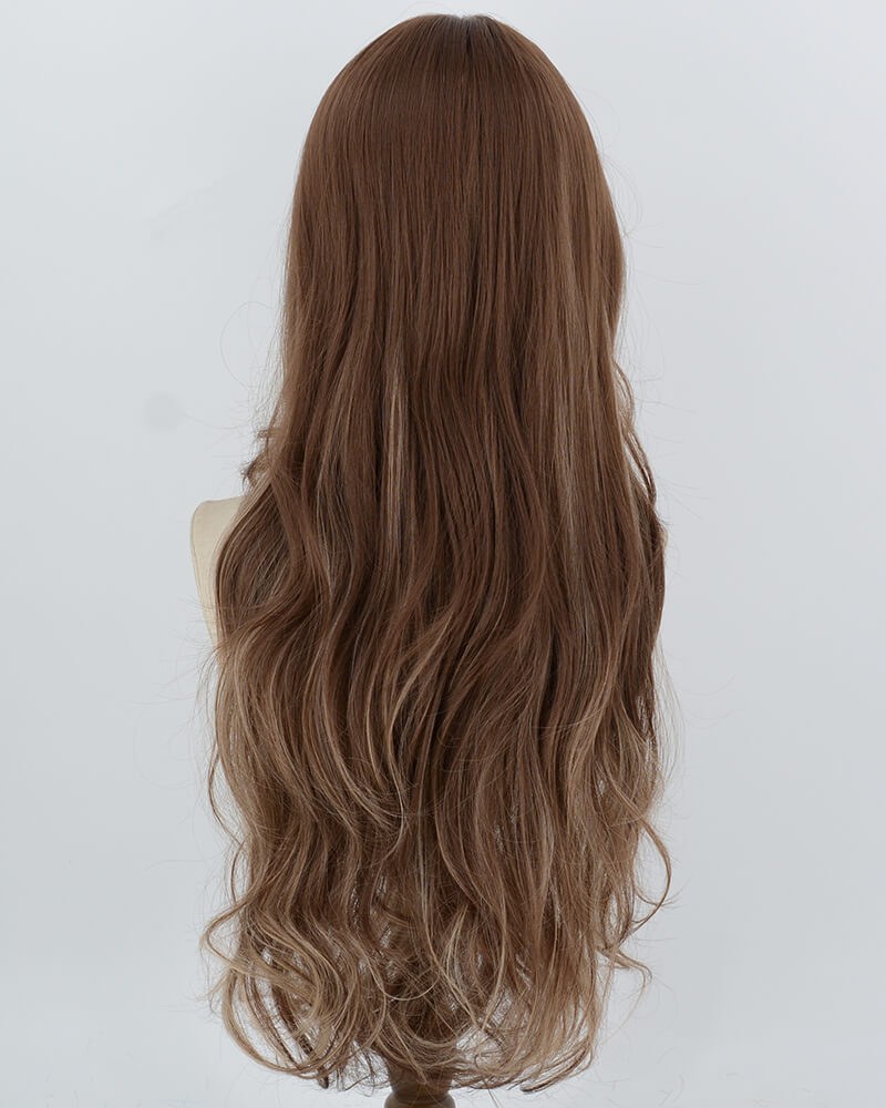 Brown Highlights Blonde Long Wavy Synthetic Wig HW850 — view 3