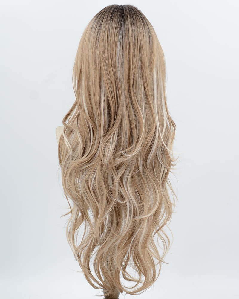 Long Ombre Blonde White Synthetic Wig HW800 — view 3