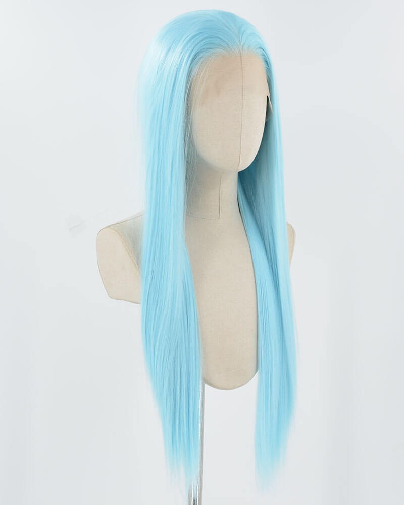 Light Blue Straight Synthetic Lace Front Wig WW1037 — view 2
