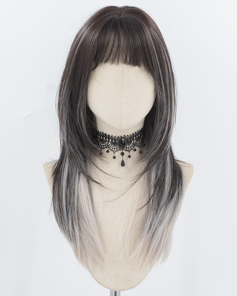 Black Grey Synthetic Wig HW748 — view 1