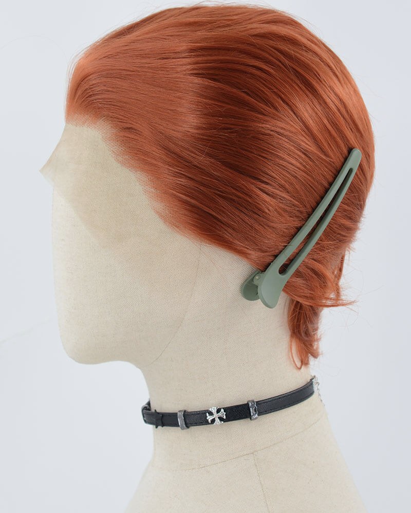 Copper Red Short Synthetic Lace Front Men's Wig MW033 — view 4