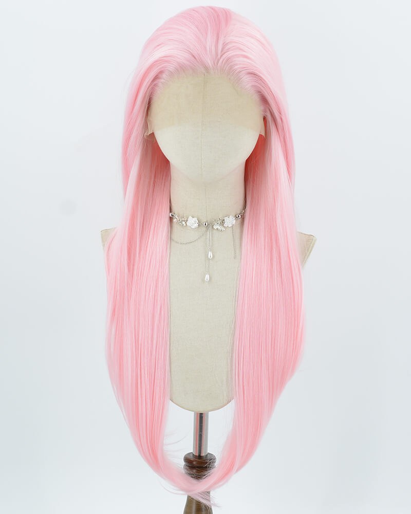 Pink Straight Synthetic Lace Front Wig WW1017 — view 1