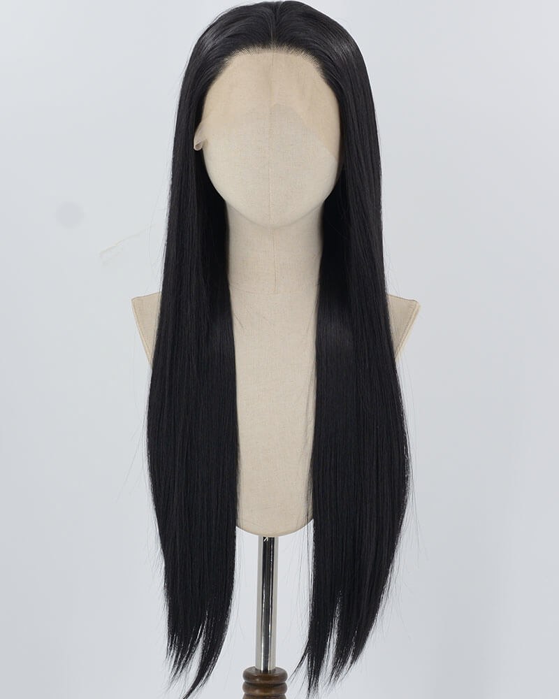 Natural Black Long Straight Synthetic Lace Front Wig WW894 — view 1