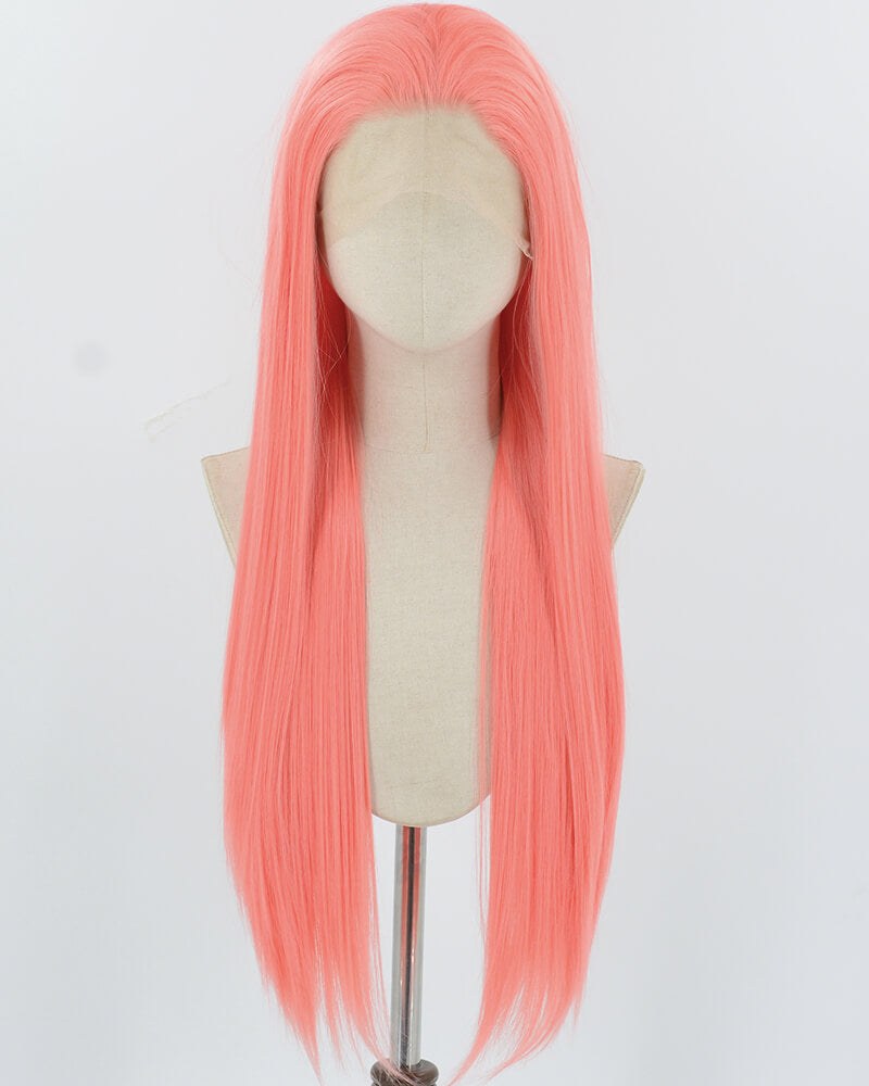 Pink Long Straight Synthetic Lace Front Wig WW935 — view 1
