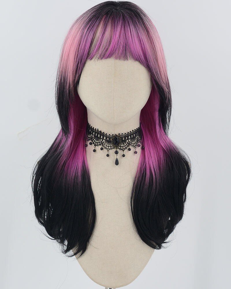 Pink Ombre Black Synthetic Wig HW664 — view 1
