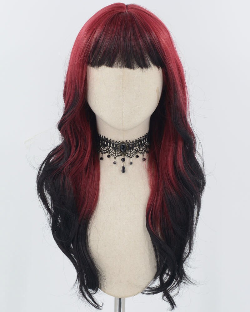 Red Ombre Black Long Synthetic Wig HW681 — view 1