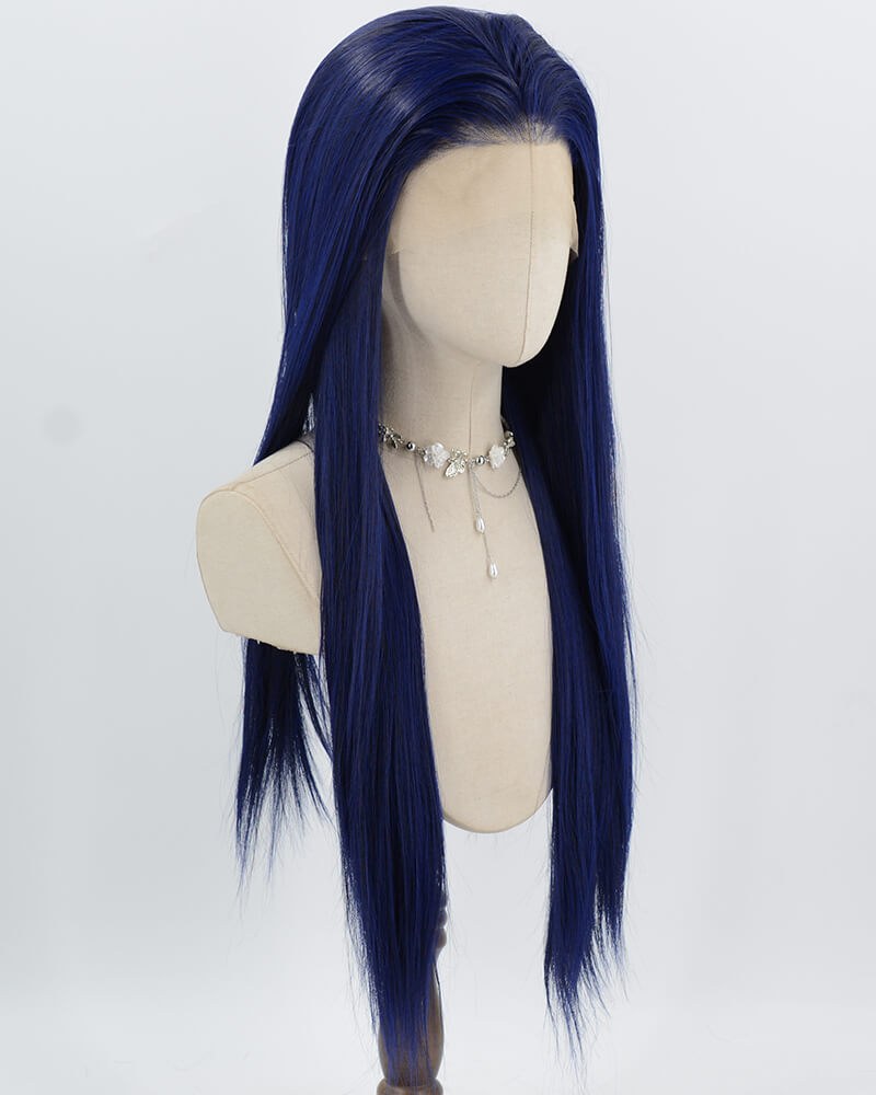 Black Blue Long Straight Synthetic Lace Front Wig WW991 — view 2