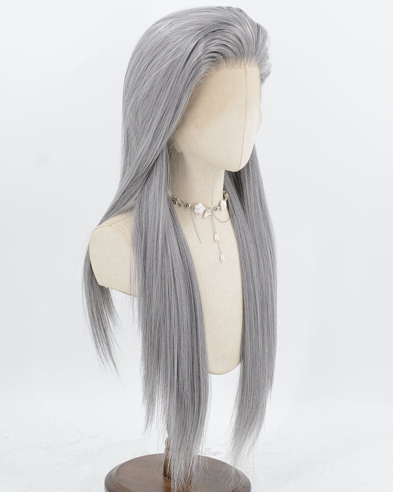 Grey Straight Synthetic Lace Front Wig WW1019 — view 2