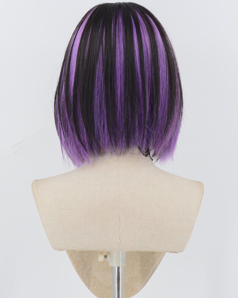 Black Purple Short Bob Synthetic Wig HW720 — view 3