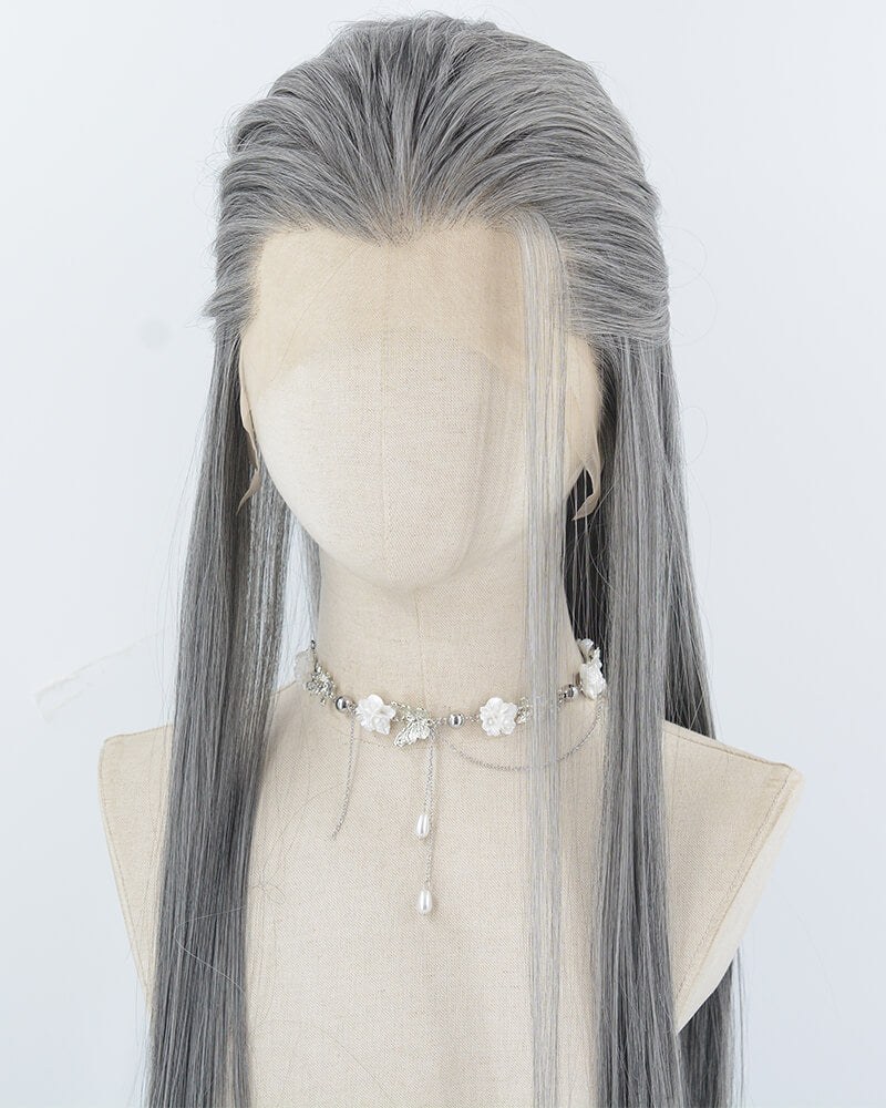 Mixed Grey Synthetic Lace Front Men's Wig MW051 — view 2
