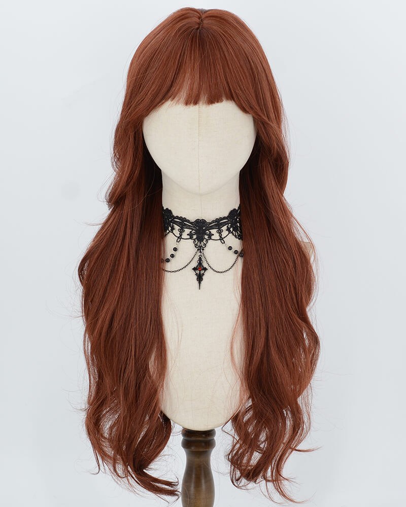 Auburn Brown Long Wavy Synthetic Wig HW851 — view 1