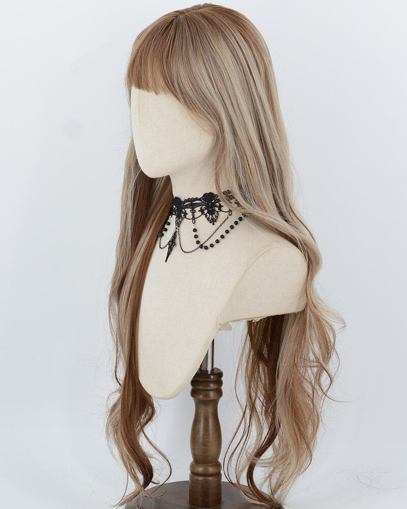 30Inch Long Brown Highlight Blonde Synthetic Wig HW866 — view 3
