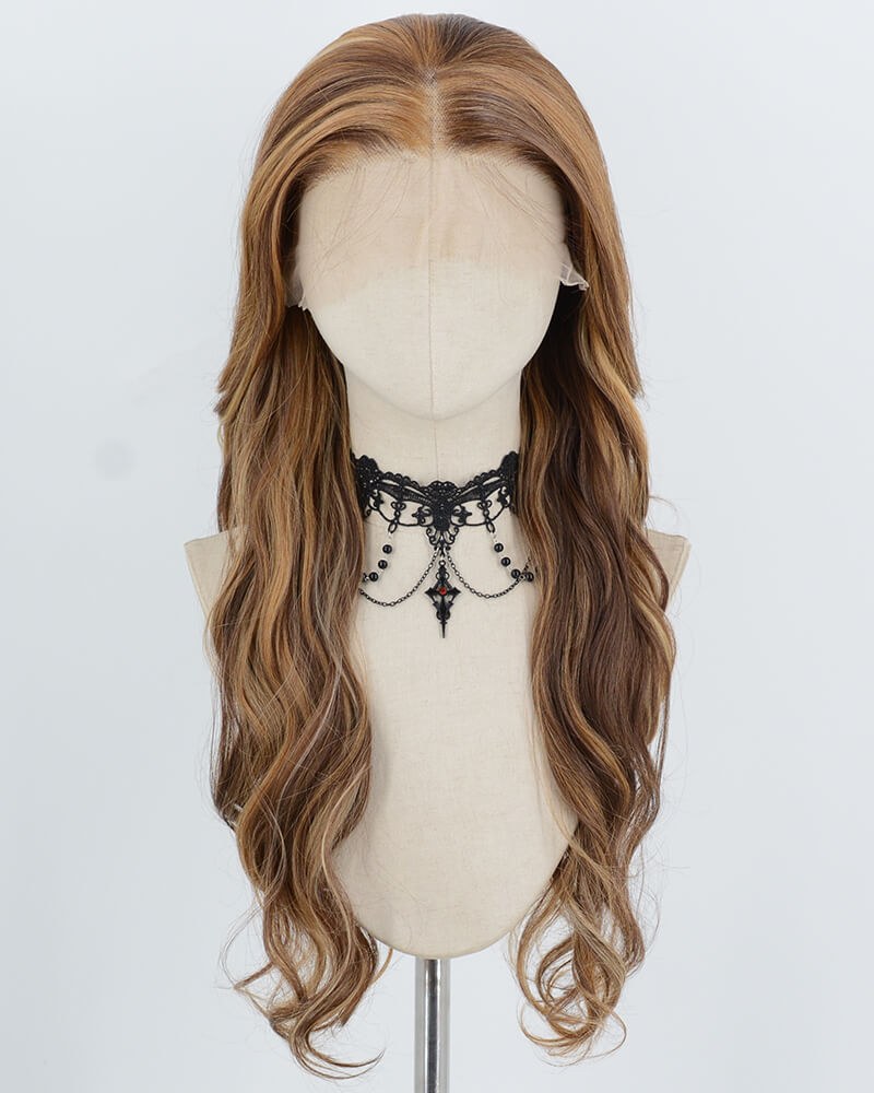 Brown Highlights Wavy Synthetic Lace Front Wig WW1060 — view 1