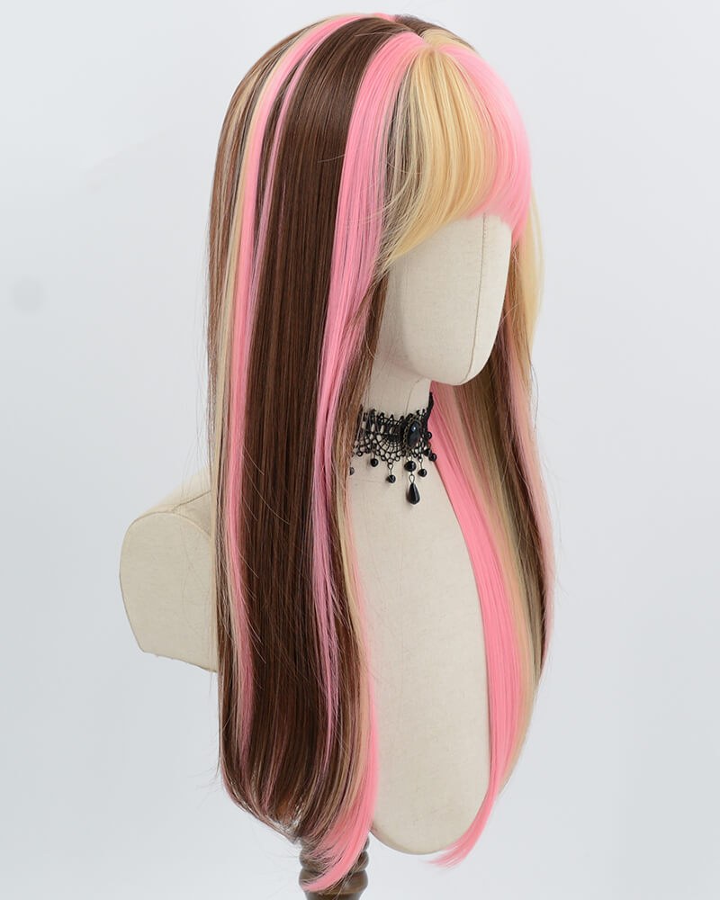 Pink Blonde Brown Synthetic Wig HW806 — view 2