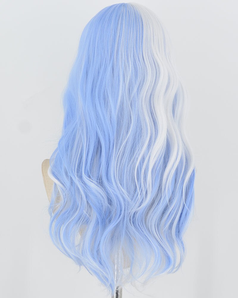Blue White Curly Synthetic Wig HW845 — view 3