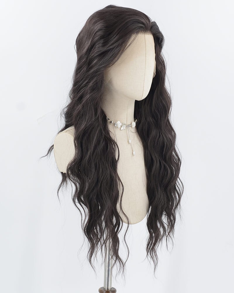 Natural Black Curly Synthetic Lace Front Wig WW953 — view 2