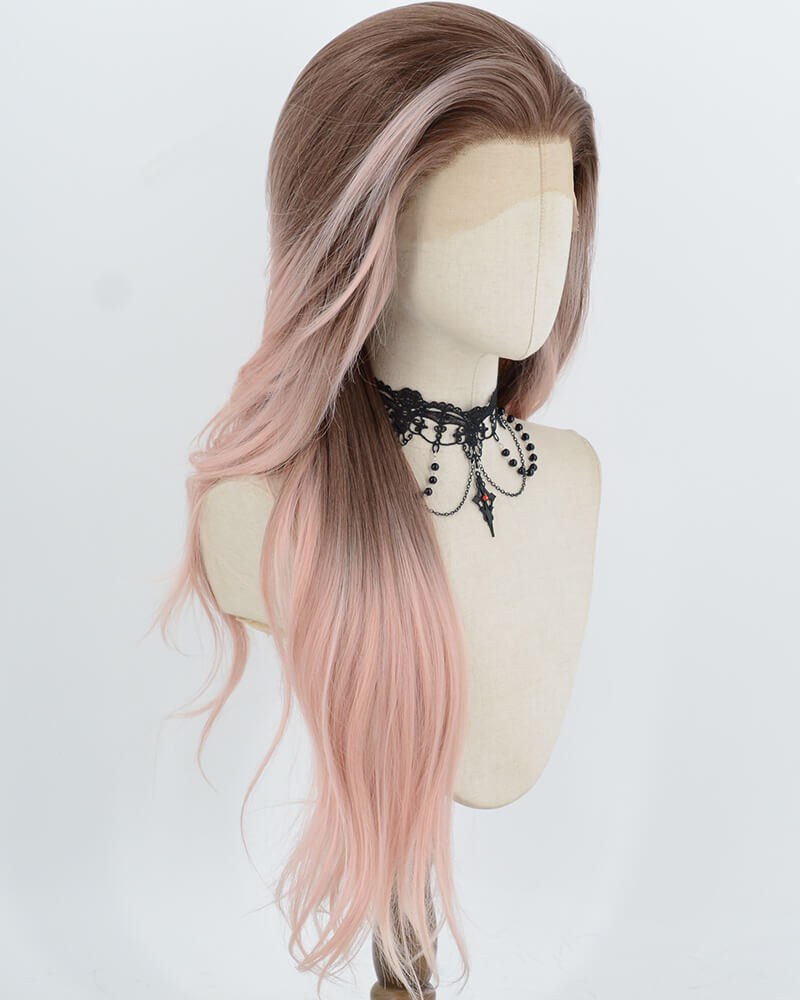 Ombre Pink Synthetic Lace Front Wig WW1058 — view 2