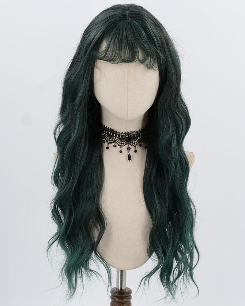 Dark Green Curly Long Synthetic Wig HW780 — view 1
