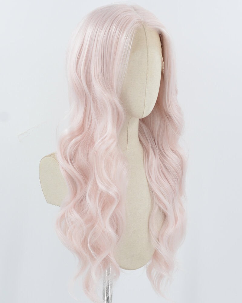 Pink Long Wavy Synthetic Lace Front Wig WW942 — view 2