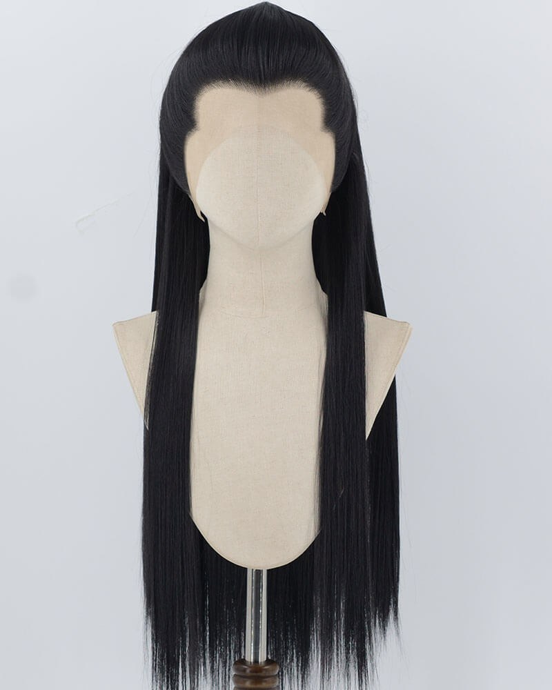 Black Straight Synthetic Lace Front Men's Wig MW056 — view 2