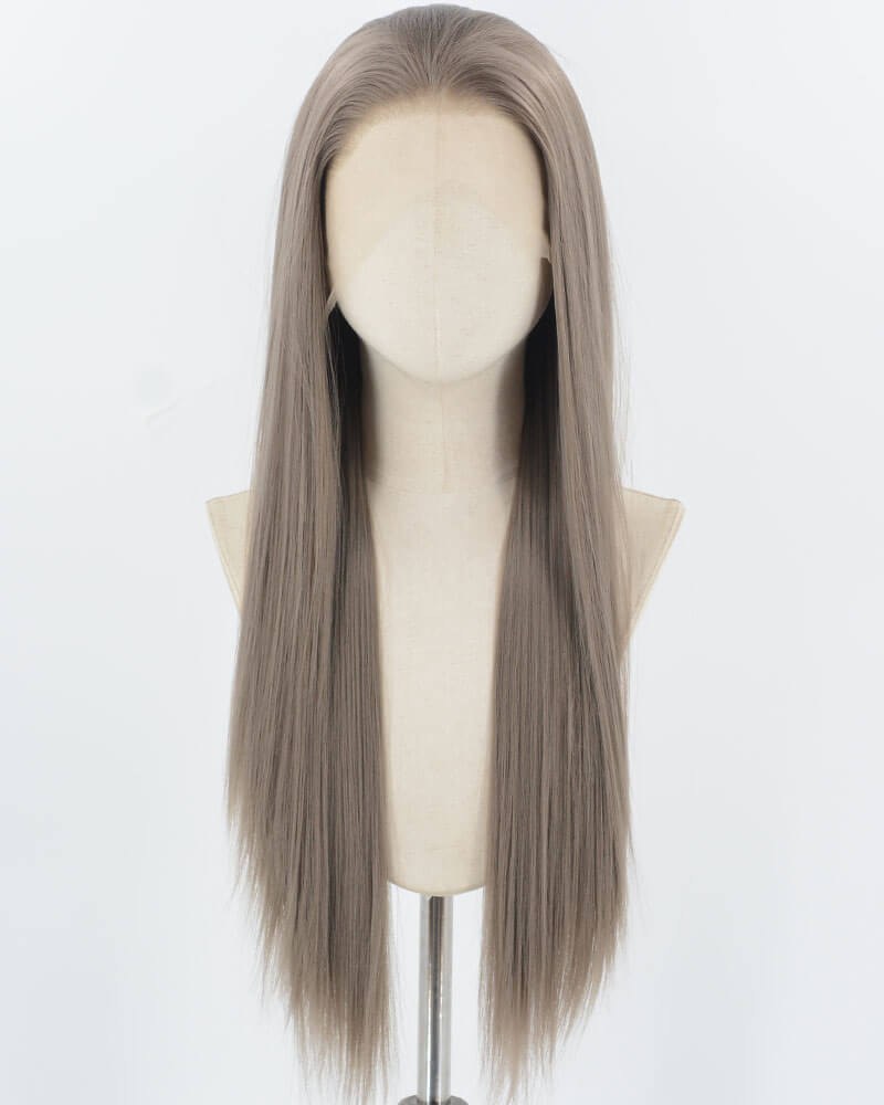 Dark Grey Long Straight Synthetic Lace Front Wig WW916 — view 1