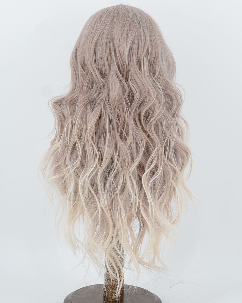 Soft Champagne Blonde Wavy Synthetic Lace Front Wig WW1084 — view 4