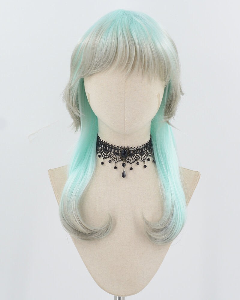 Grey Ombre Light Blue Synthetic Wig HW712 — view 1
