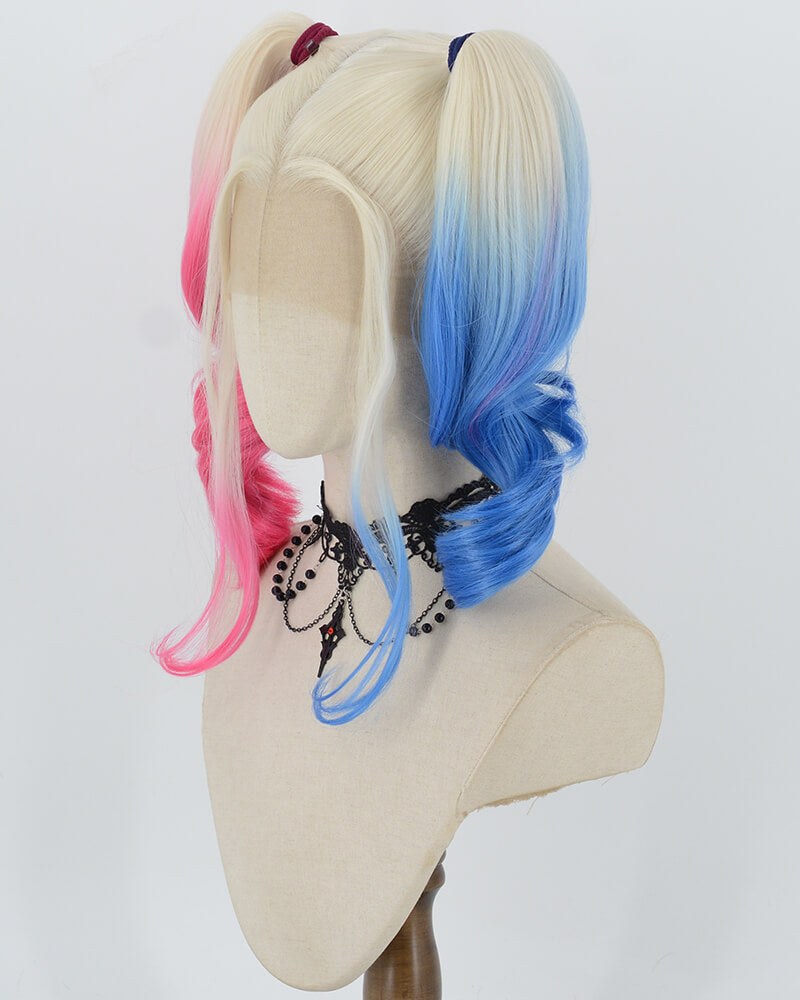 Harley Quinn Pink Blue Synthetic Lace Front Wig WW1084 — view 3