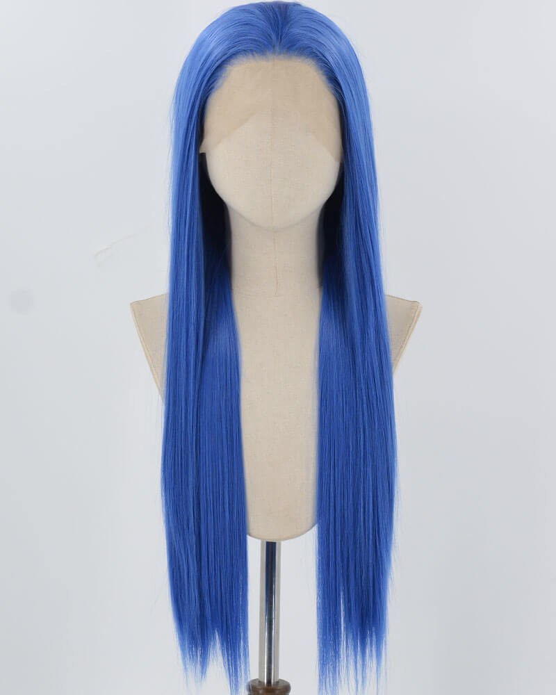 Blue Long Straight Synthetic Lace Front Wig WW1038 — view 1