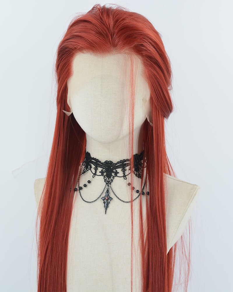 Red Straight Synthetic Lace Front Men's Wig MW053 — view 1