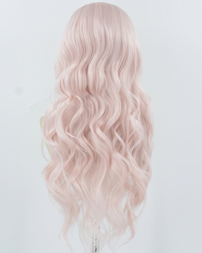 Pink Long Wavy Synthetic Lace Front Wig WW942 — view 3