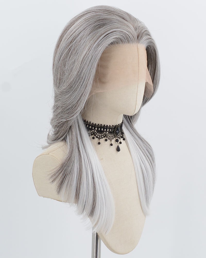 13*6 Grey Ombre White Synthetic Lace Front Wig WW1003 — view 2