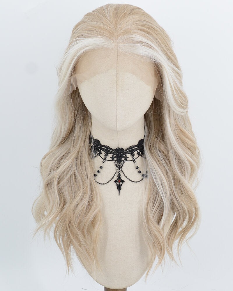 Blonde White Highlights Synthetic Lace Front Wig WW1074 — view 1