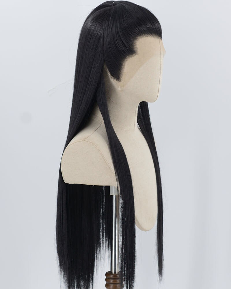 Black Straight Synthetic Lace Front Men's Wig MW056 — view 1