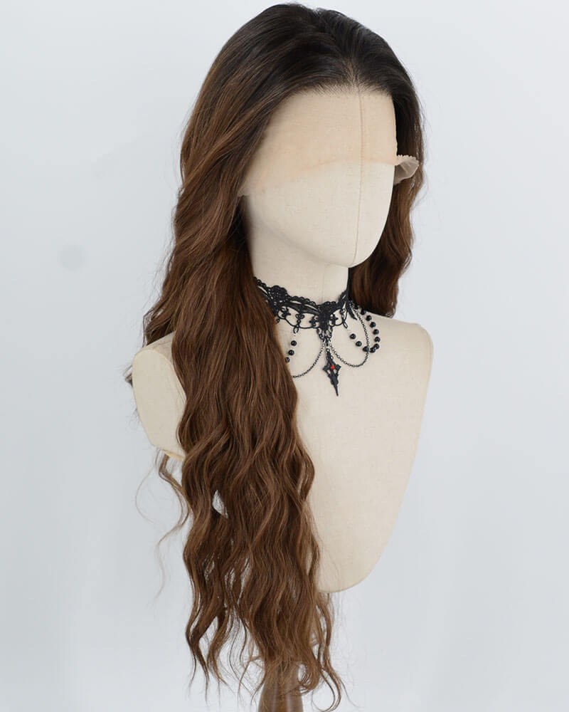 Ombre Brown Curly Synthetic Lace Front Wig WW1053 — view 2