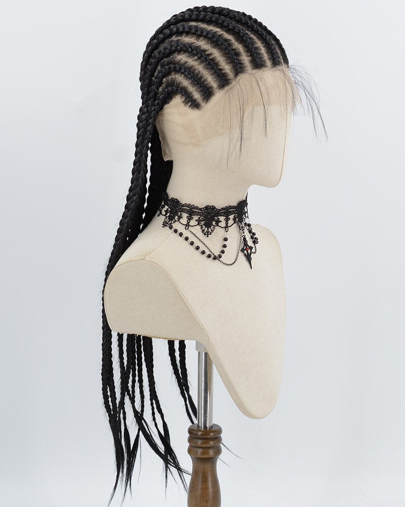 Black Braid Synthetic Full Front Wig WW1014 — view 3