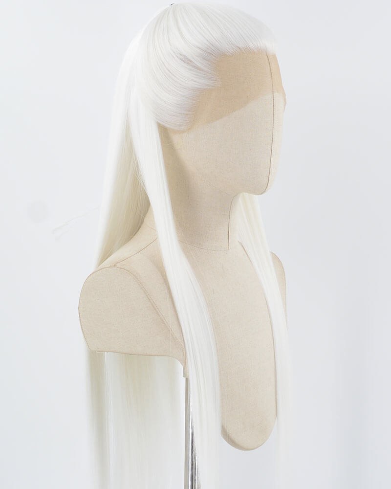 White Straight Synthetic Lace Front Men's Wig MW055 — view 2