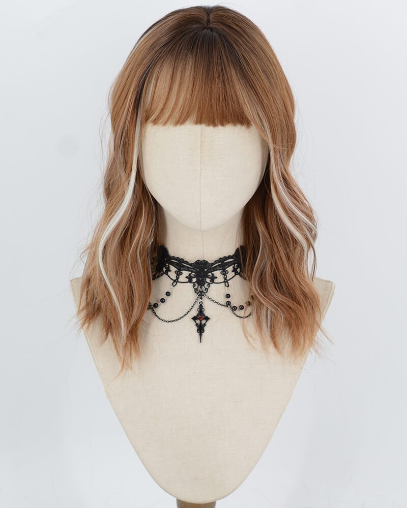 Ombre Brown Highlight Blonde Curly Synthetic Wig HW856 — view 1