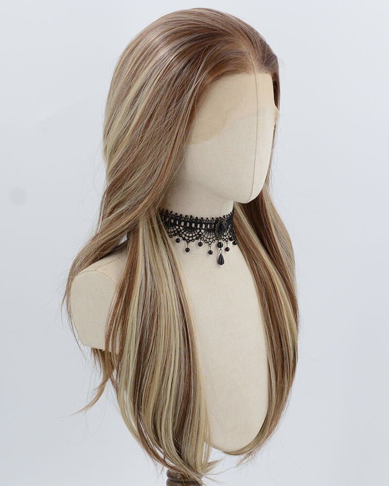 13*6 Brown Ombre Blonde Skunk Stripe Synthetic Lace Front Wig WW995 — view 2