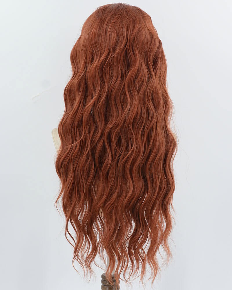 Dark Copper Red Curly Synthetic Lace Front Wig WW977 — view 3