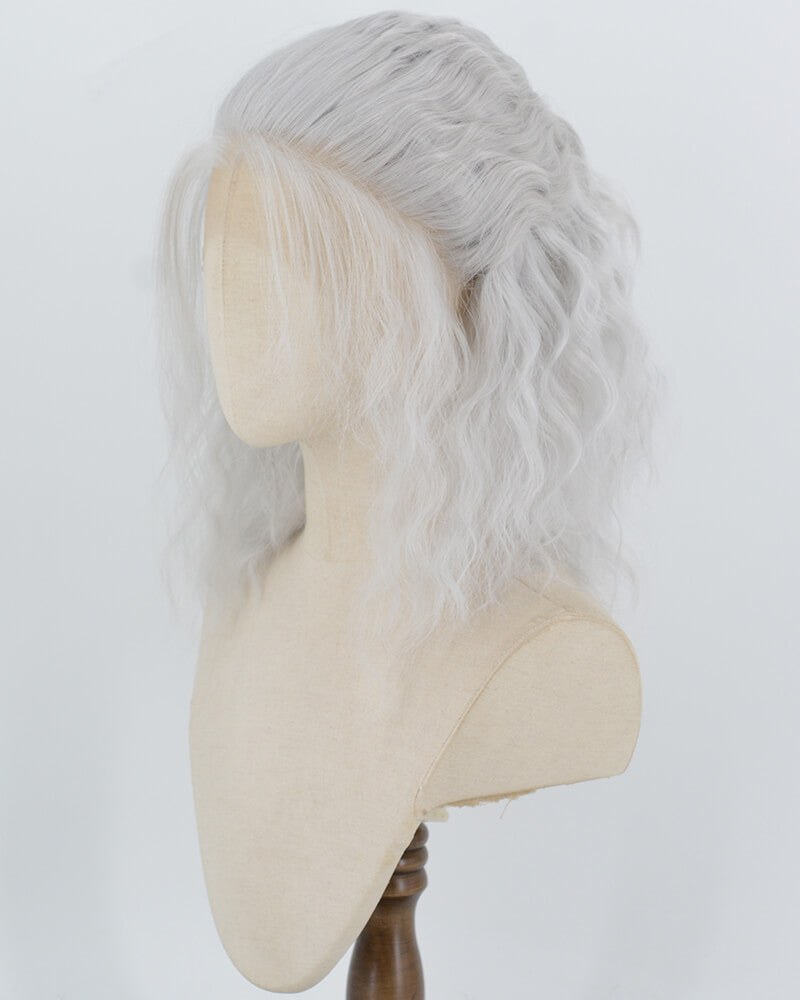 Geralt of Rivia Silver Grey Curly Synthetic Lace Front Wig WW1082 — view 4