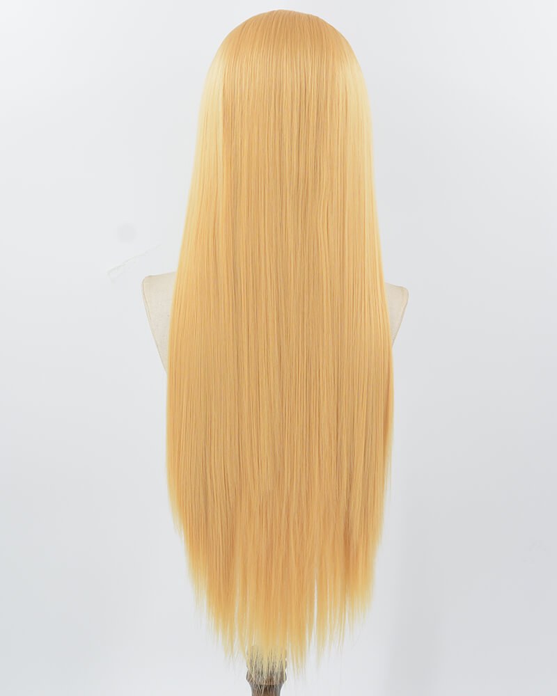 Yellow Blonde Straight Synthetic Lace Front Men's Wig MW060 — view 4
