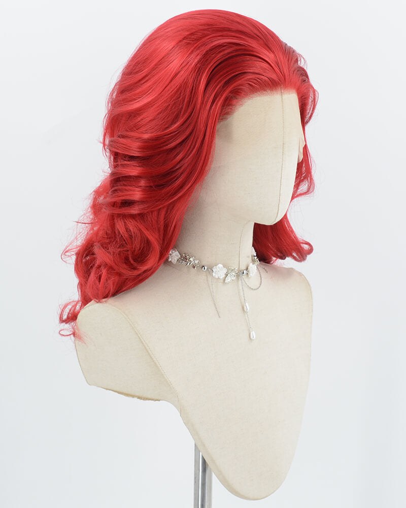 Red Wavy Synthetic Lace Front Wig WW1050 — view 2