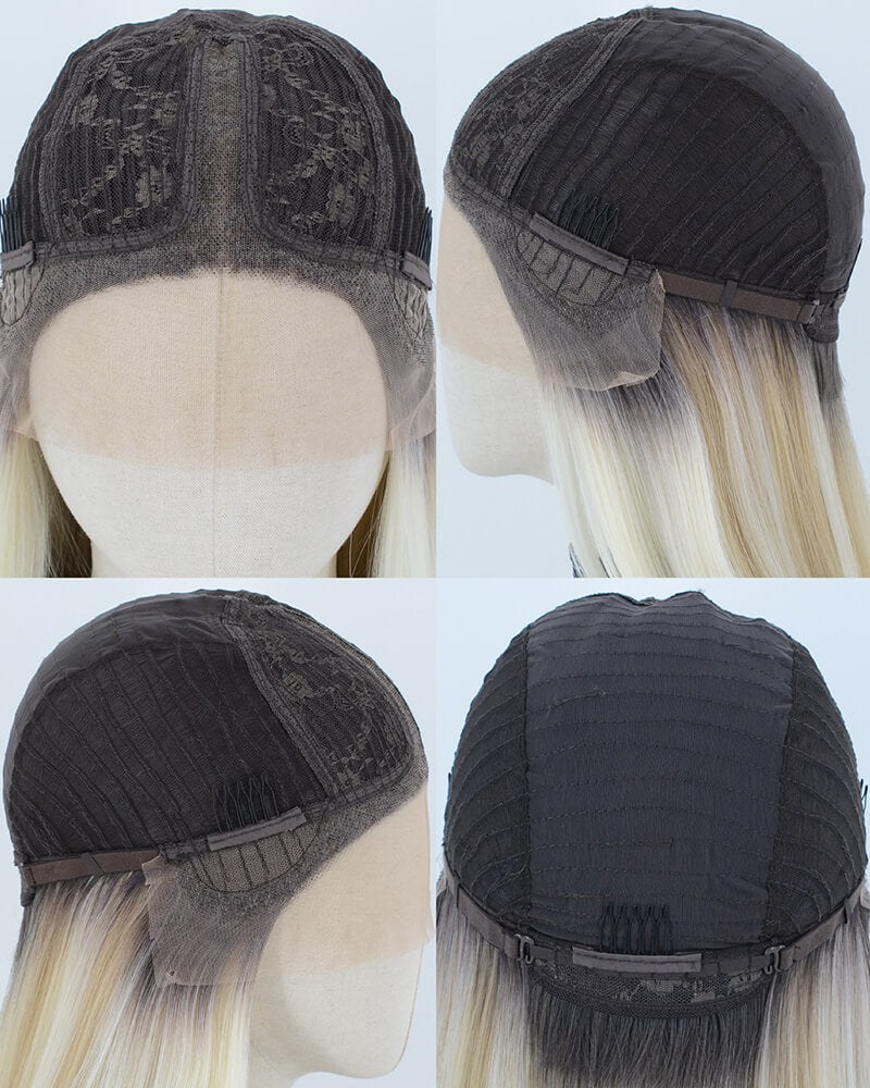 Red Brown Skunk Stripe Blonde Synthetic Lace Front Wig WW1067 — view 5