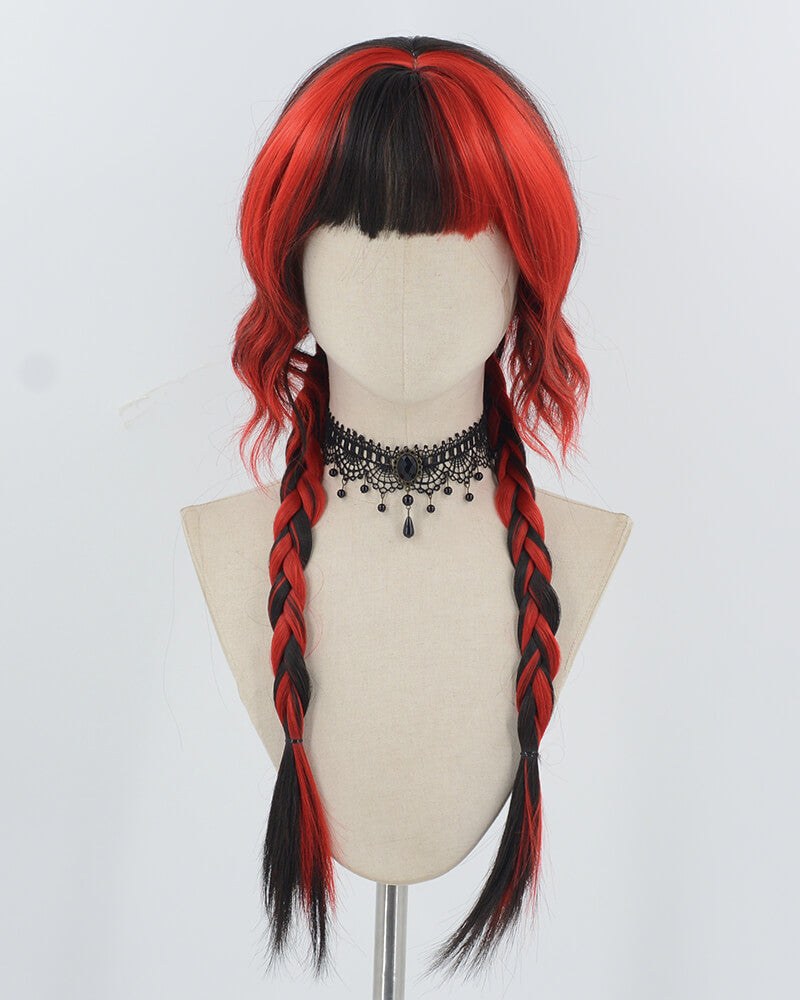Black Red Braided Synthetic Wig HW698 — view 1