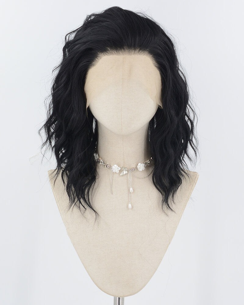 Black Curly Short Synthetic Lace Front Wig WW954 — view 1